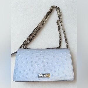 NWOT Kate Spade Alexander Avenue Isabeli Crossbody in Pale Blue Ostrich Embossed